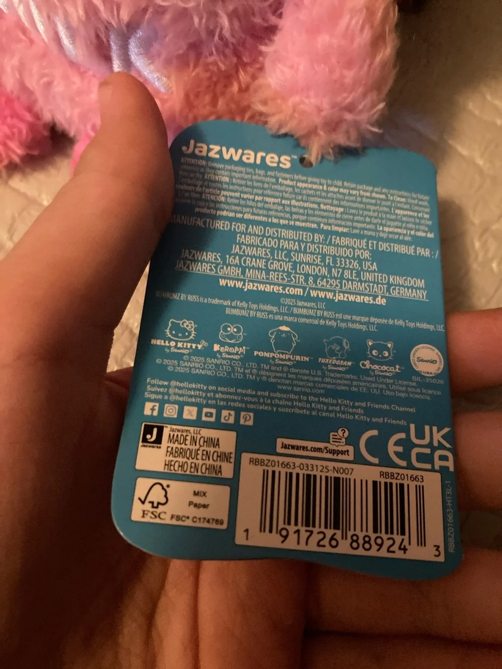Hello Kitty Pink Plush with Cherry Bow